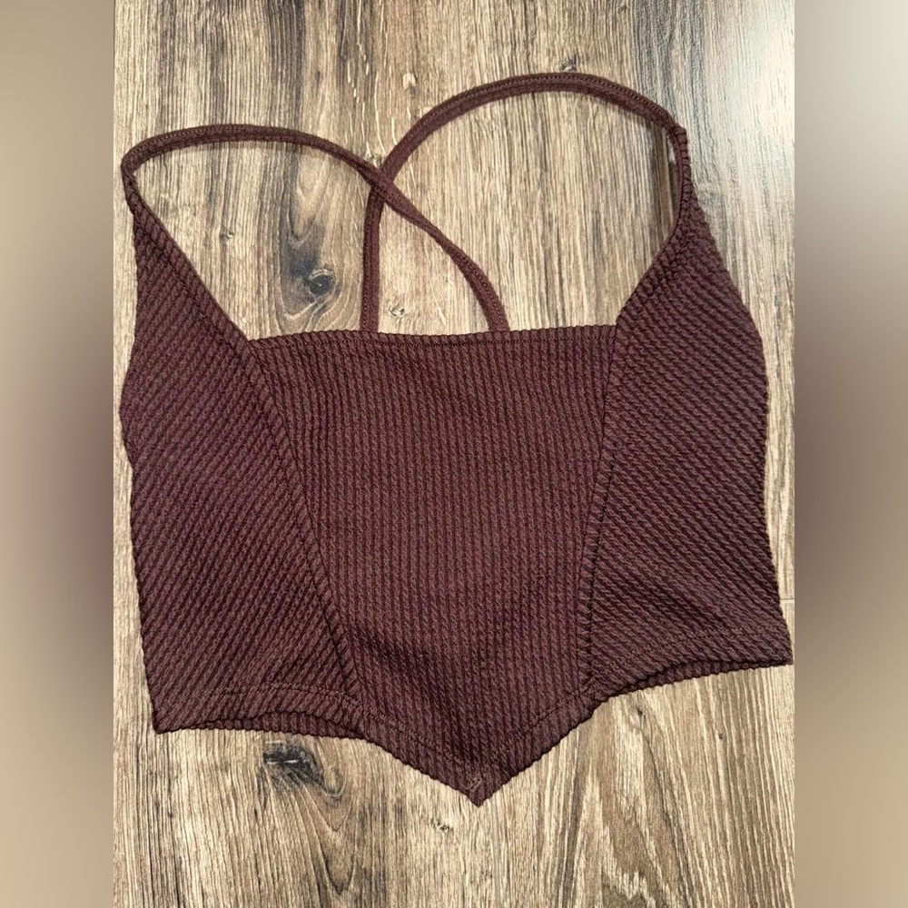 Urban Outfitters Brown Textured Crop Top